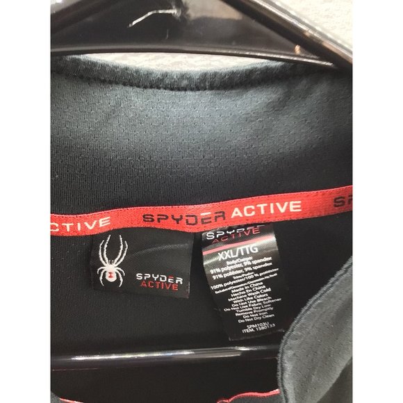 Spyder Active Men's 1/4 Zip Black/Red 2 XL Pullover Sleeve Zip Pocket - Picture 3 of 9